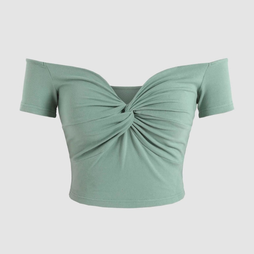 Cider | Solid Twist Front Crop Top